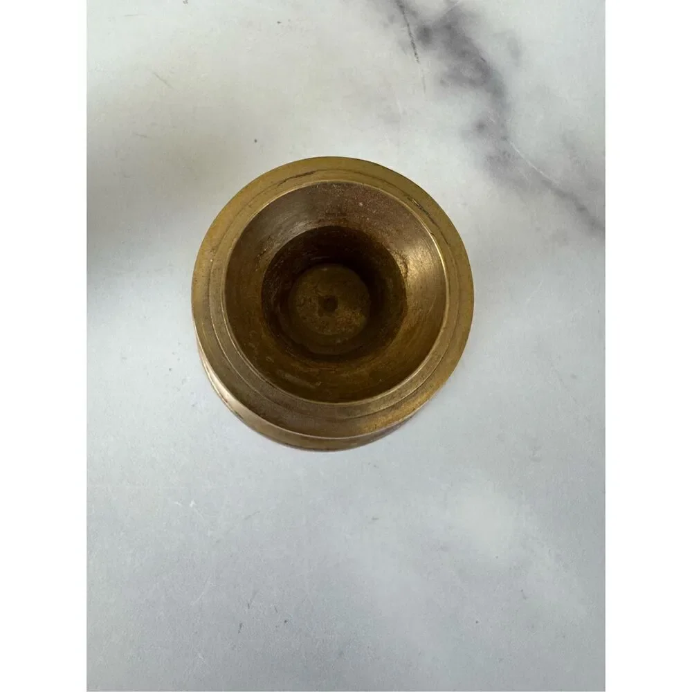 Brass metal pillar candlestick salt pepper shaker bundle of 2 vintage small